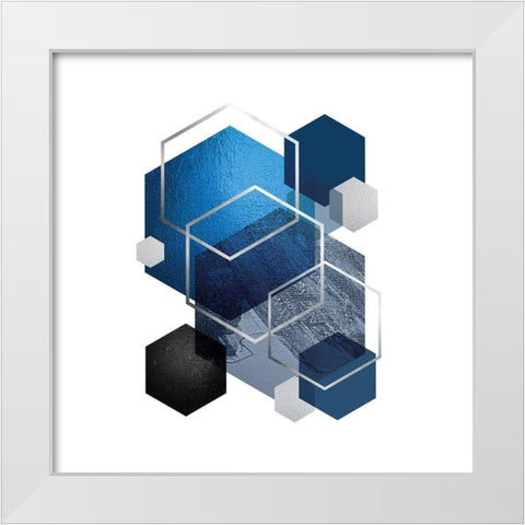 Geo Blue 2 White Modern Wood Framed Art Print by Urban Epiphany