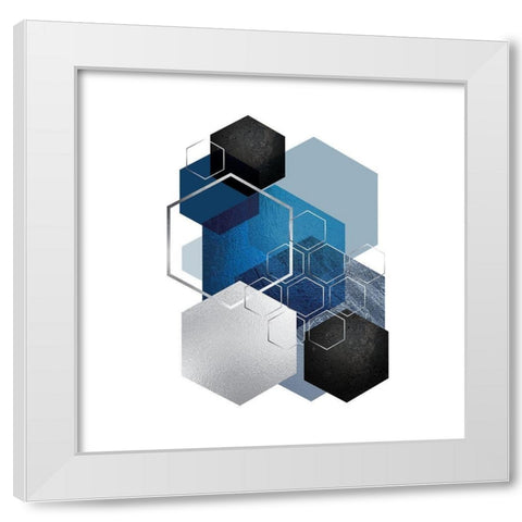 Geo Blue 3 White Modern Wood Framed Art Print by Urban Epiphany
