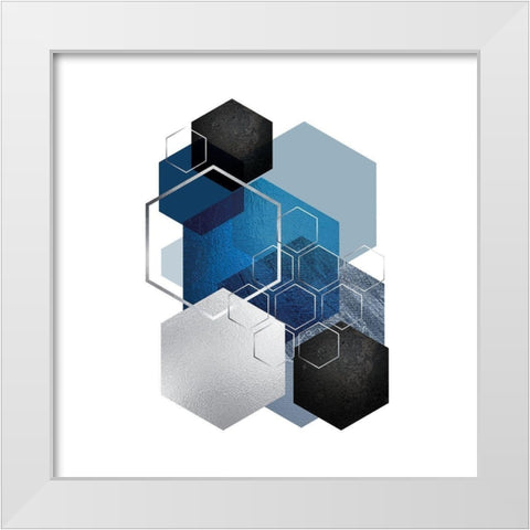 Geo Blue 3 White Modern Wood Framed Art Print by Urban Epiphany