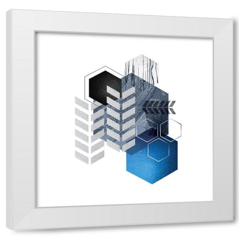 Geo Blue 4 White Modern Wood Framed Art Print by Urban Epiphany