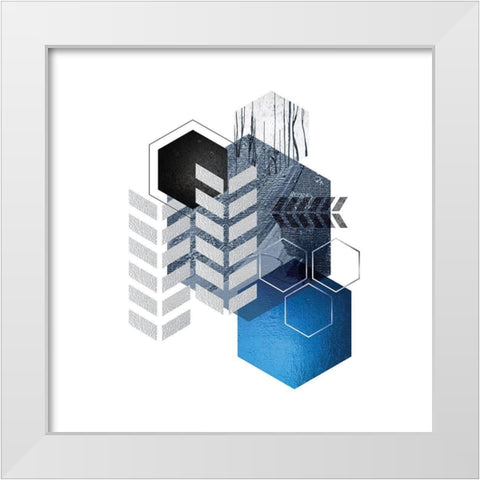 Geo Blue 4 White Modern Wood Framed Art Print by Urban Epiphany