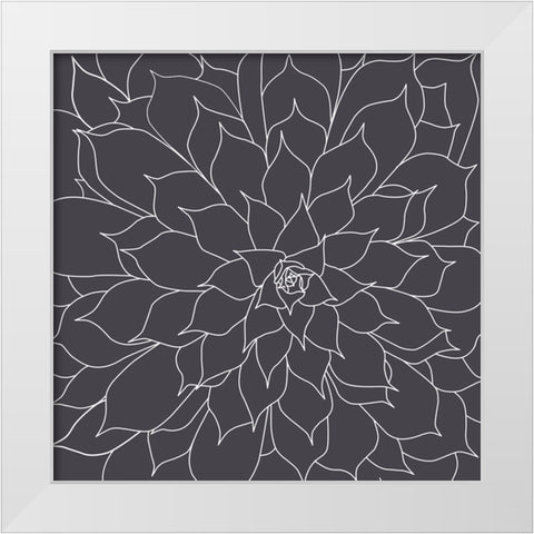 Black And Grey Succulents 1 White Modern Wood Framed Art Print by Urban Epiphany