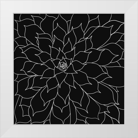 Black And Grey Succulents 2 White Modern Wood Framed Art Print by Urban Epiphany