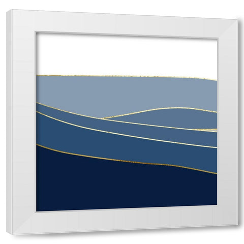 Navy Gold Landscape 1 V2 White Modern Wood Framed Art Print by Urban Epiphany