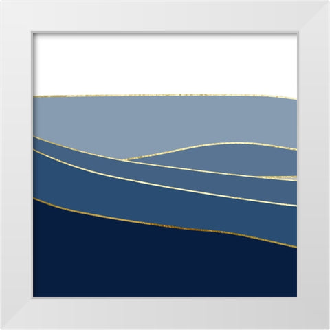 Navy Gold Landscape 1 V2 White Modern Wood Framed Art Print by Urban Epiphany