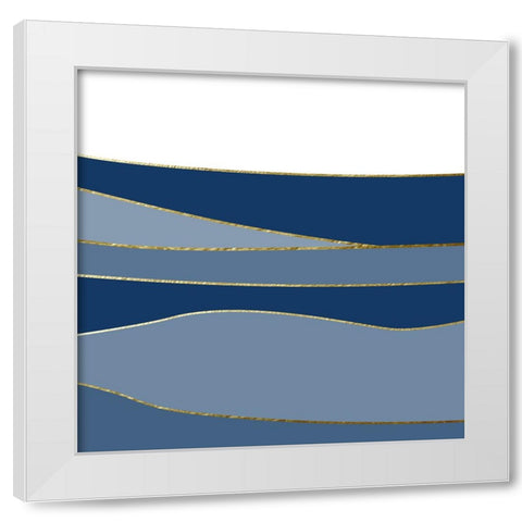 Navy Gold Landscape 3 V2 White Modern Wood Framed Art Print by Urban Epiphany