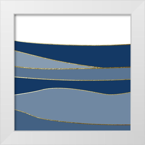 Navy Gold Landscape 3 V2 White Modern Wood Framed Art Print by Urban Epiphany