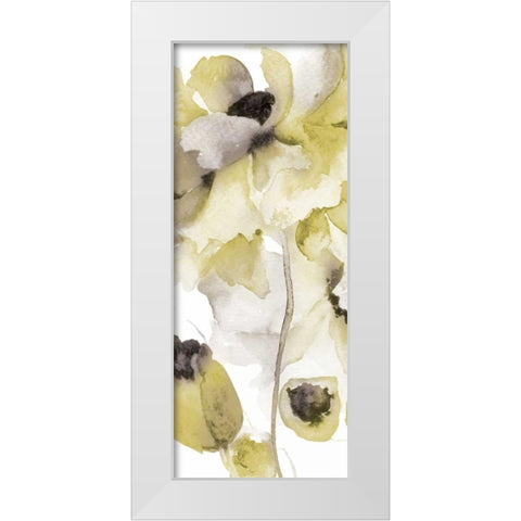 Gray Yellow Petals 2 White Modern Wood Framed Art Print by Brown, Victoria