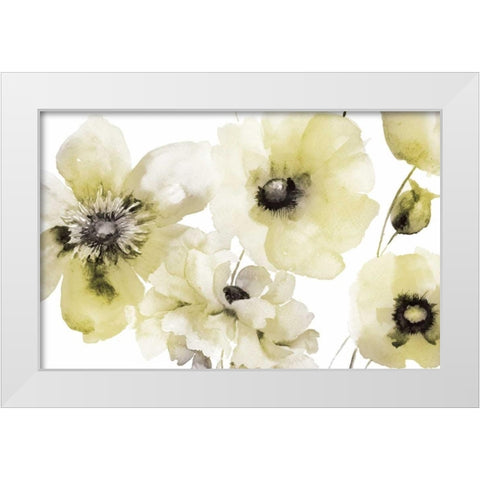 Gray Yellow Flora 3 White Modern Wood Framed Art Print by Brown, Victoria