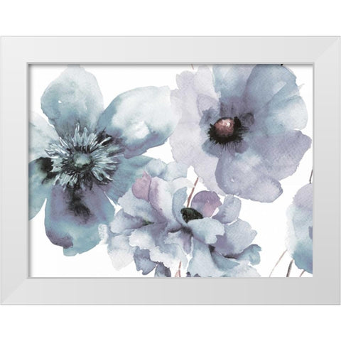 Flowering Blue Hues White Modern Wood Framed Art Print by Brown, Victoria