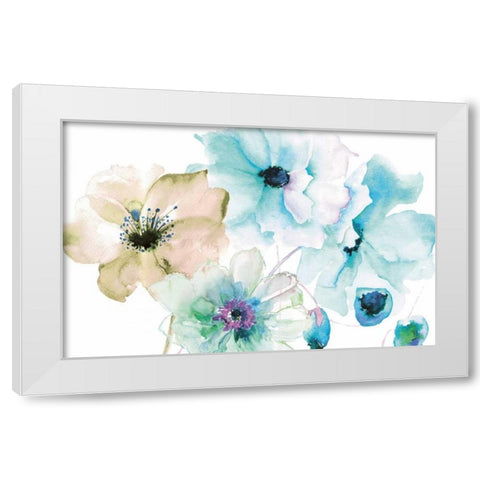 Flora Hues White Modern Wood Framed Art Print by Brown, Victoria