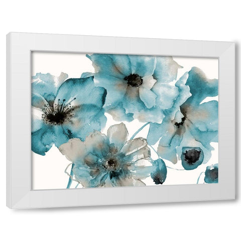 Teal Kissed Hues White Modern Wood Framed Art Print by Brown, Victoria