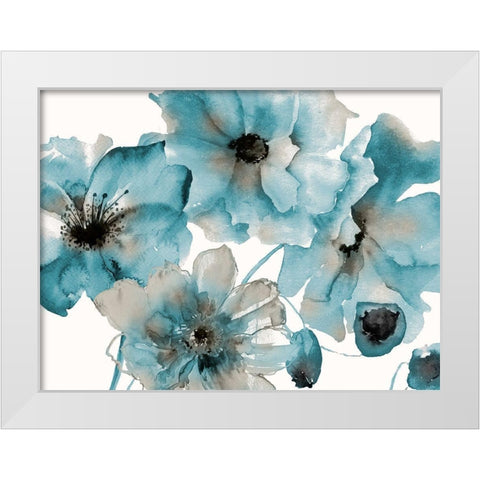 Teal Kissed Hues White Modern Wood Framed Art Print by Brown, Victoria