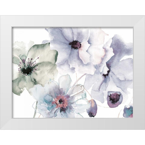 Flowering Blue Hues 2 White Modern Wood Framed Art Print by Brown, Victoria
