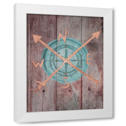 Teal Compass 1 White Modern Wood Framed Art Print by Brown, Victoria