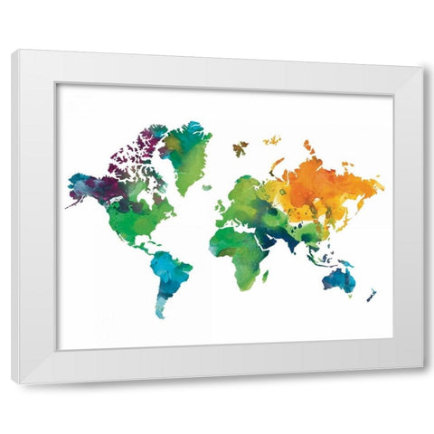Watercolor Map White Modern Wood Framed Art Print by Brown, Victoria