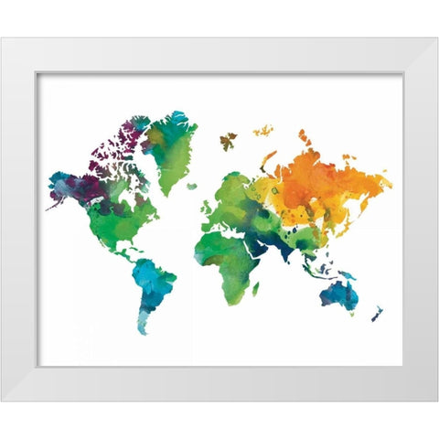 Watercolor Map White Modern Wood Framed Art Print by Brown, Victoria