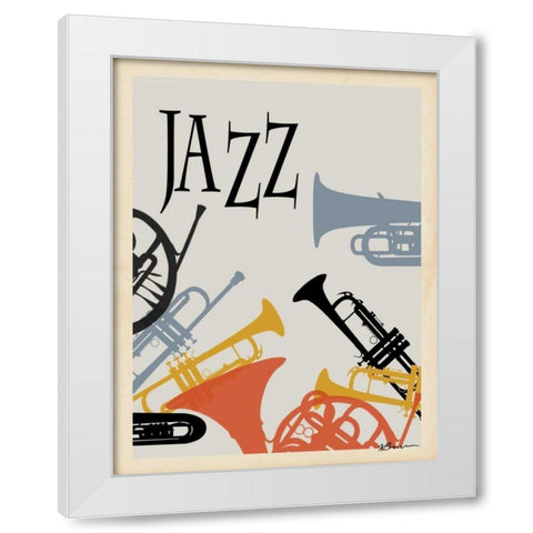 Jazz 1 White Modern Wood Framed Art Print by Brown, Victoria