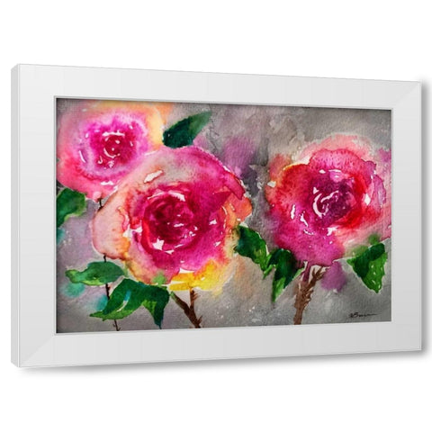 Pink Roses White Modern Wood Framed Art Print by Brown,Victoria