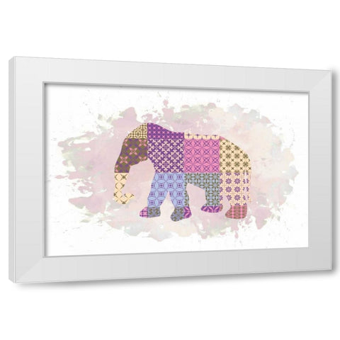 Elephant White Modern Wood Framed Art Print by Brown,Victoria