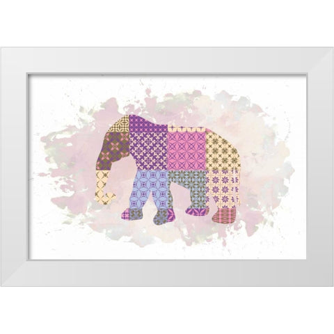 Elephant White Modern Wood Framed Art Print by Brown,Victoria