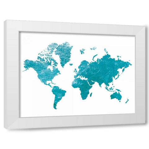 Blue Foil Map White Modern Wood Framed Art Print by Brown,Victoria