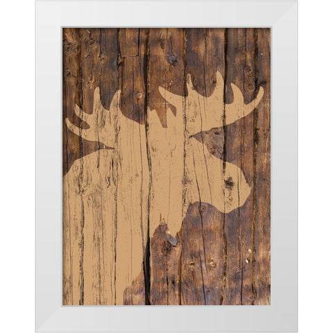 Wooden Moose White Modern Wood Framed Art Print by Brown, Victoria
