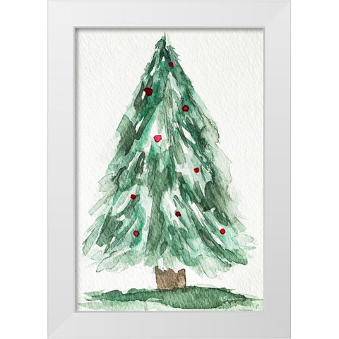 Christmas Tree Watercolor 1 White Modern Wood Framed Art Print by Brown, Victoria