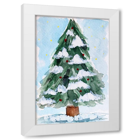 Christmas Tree Watercolor 2 White Modern Wood Framed Art Print by Brown, Victoria