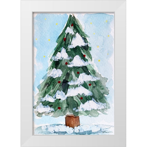 Christmas Tree Watercolor 2 White Modern Wood Framed Art Print by Brown, Victoria