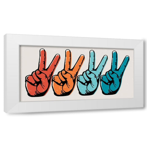 Retro Peace White Modern Wood Framed Art Print by Brown, Denise