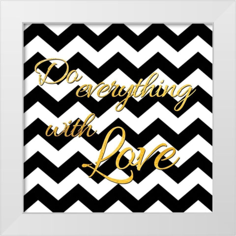 Golden Love  White Modern Wood Framed Art Print by Brown, Victoria