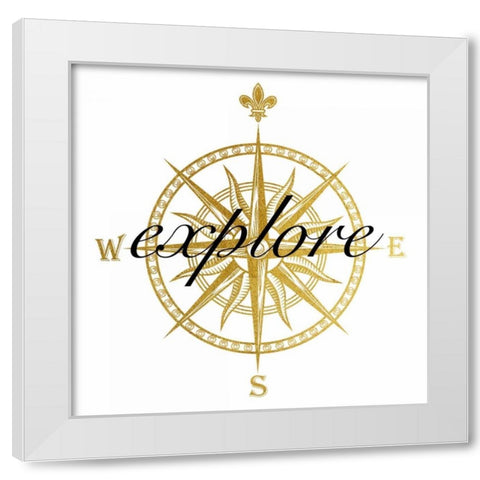 Golden Exploration White Modern Wood Framed Art Print by Brown, Victoria