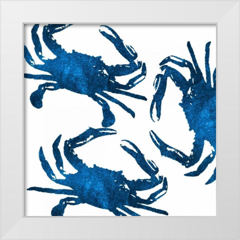 Navy Crab Collage White Modern Wood Framed Art Print by Brown, Victoria