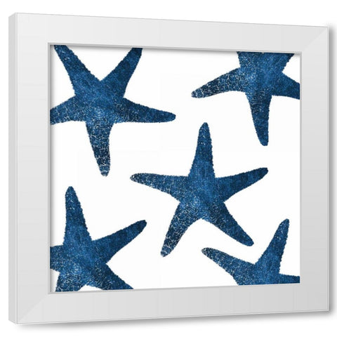 Navy Starfish Collage White Modern Wood Framed Art Print by Brown, Victoria