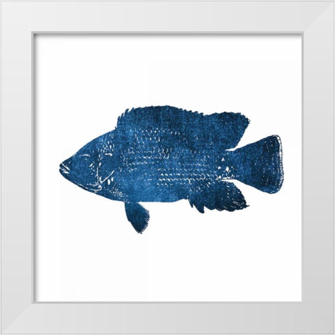 Navy Fish White Modern Wood Framed Art Print by Brown, Victoria