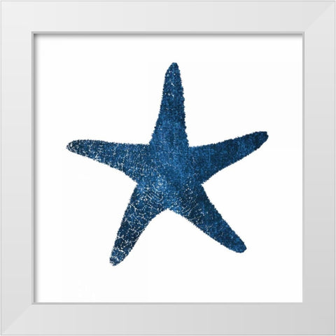 Navy Starfish White Modern Wood Framed Art Print by Brown, Victoria