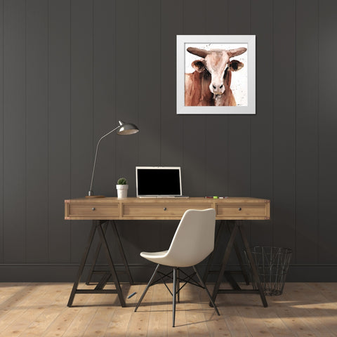 Splashed Bull White Modern Wood Framed Art Print by Brown, Victoria
