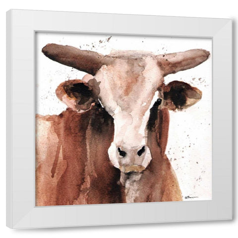 Splashed Bull White Modern Wood Framed Art Print by Brown, Victoria