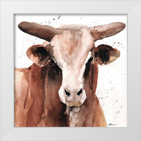 Splashed Bull White Modern Wood Framed Art Print by Brown, Victoria