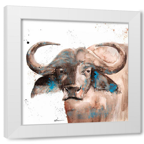 Buffalo White Modern Wood Framed Art Print by Brown,Victoria