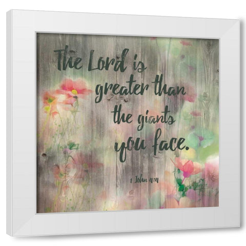 Lord Is Greater White Modern Wood Framed Art Print by Brown,Victoria