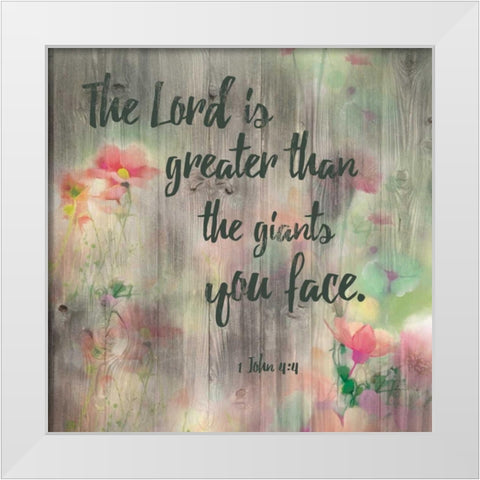 Lord Is Greater White Modern Wood Framed Art Print by Brown,Victoria