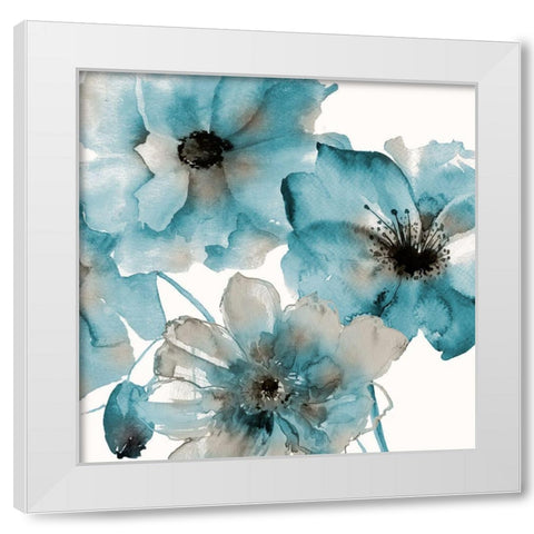 Teal Kissed White Modern Wood Framed Art Print by Brown, Victoria