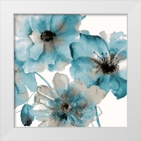 Teal Kissed White Modern Wood Framed Art Print by Brown, Victoria