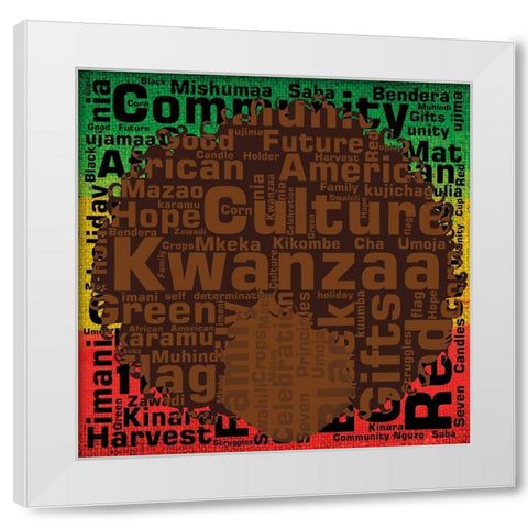 Kwanzaa Silhouette 1 White Modern Wood Framed Art Print by Brown, Victoria