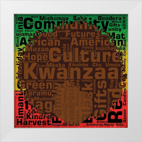 Kwanzaa Silhouette 1 White Modern Wood Framed Art Print by Brown, Victoria