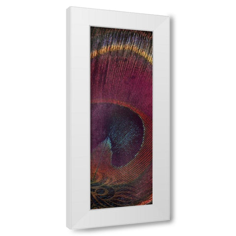 Fused Peacock 2 White Modern Wood Framed Art Print by Brown, Victoria