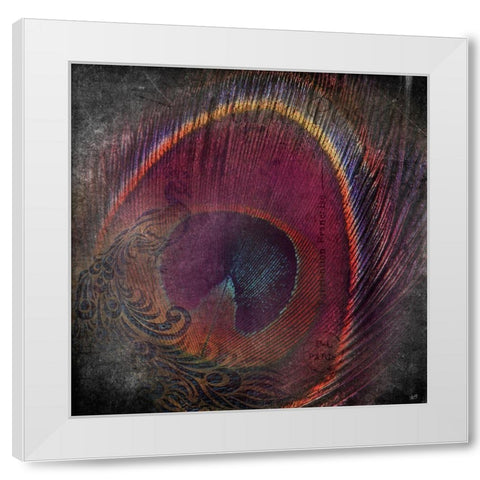 Peacock Distressed White Modern Wood Framed Art Print by Brown, Victoria