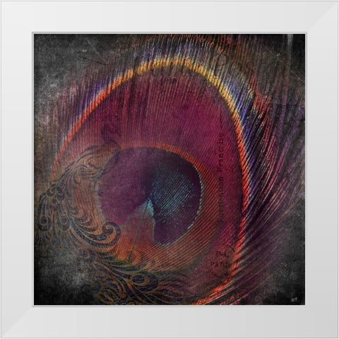 Peacock Distressed White Modern Wood Framed Art Print by Brown, Victoria